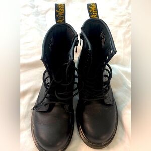 Big kids size 3-Doc Martin black boots with side-zips.